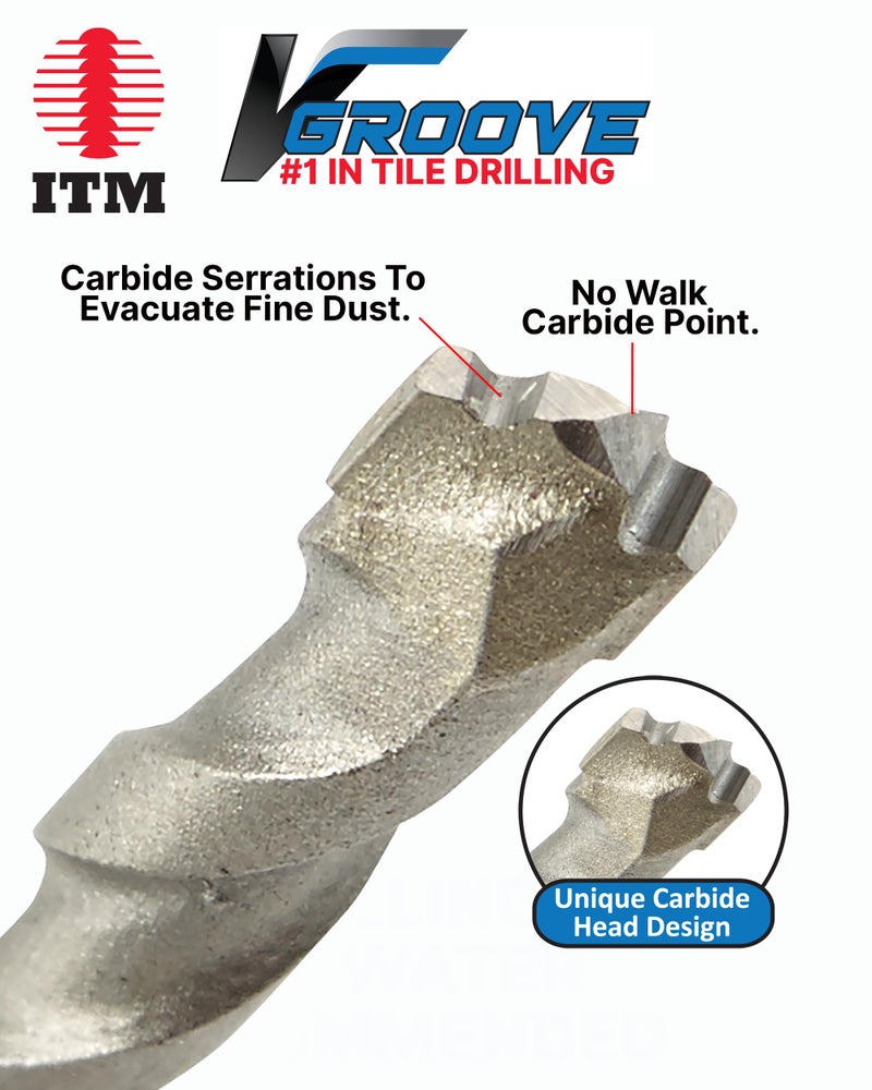 ITM V-GROOVE - VG-4002B - 3/16" X 4" - 25 Pack - Porcelain Tile Drill Bits - Carbide Tipped Drill Bits for Porcelain, Ceramic, Marble, Stone and Glass Tile - Image 4
